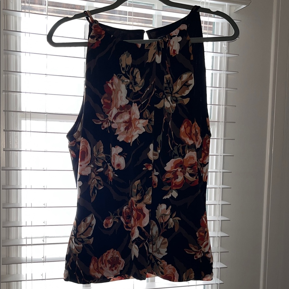 White House Black Market Black floral stylish sleeveless top